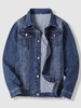 Veste Cousue Contrastée en Denim M Bleu profond