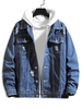 Veste Déchirée en Couleur Unie en Denim 3xl Bleu profond