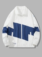 Veste Décontractée Zippée en Blocs de Couleurs 2xl Blanc