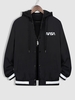 Veste de Base-ball à Capuche Détachable à Imprimé Lettre L Noir