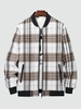 Veste de Base-ball en Molleton Motif à Carreaux avec Poche et Fermeture Éclair sur le Côté Xxl Bronze