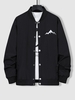 Veste de Base-ball Imperméable à Imprimé Montagne Boutonnée L Noir