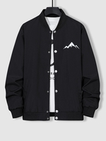 Veste de Base-ball Imperméable à Imprimé Montagne Boutonnée M Noir