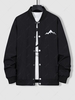 Veste de Base-ball Imperméable à Imprimé Montagne Boutonnée Xxl Noir