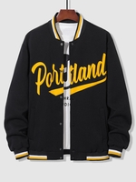 Veste de Base-ball Lettre à Doublure en Laine L Noir