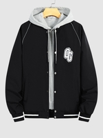 Veste de Base-ball Lettre OG Brodée Boutonnée L Noir