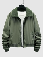 Veste de Base-ball Plissée Design en Toison M Vert algue