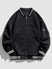 Veste de Base-ball Rayée Zippée Style Collège L Noir