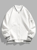 Veste de Base-ball Rayée Zippée Style Collège S Blanc