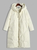 Veste Doudoune Matelassée à Capuche en Canard Blanc de Haute Qualité Bouton Pression Crème Longue Xl Blanc