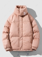 Veste Doudoune Matelassée à Imprimé Lettre à Col Détachable Xl Rose clair