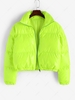 Veste Doudoune Matelassée en Cuir Verni S Vert