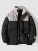 Veste Doudoune Matelassée Lettre Imprimée en Blocs de Couleurs Jointive en Velours Côtelé Xs Noir