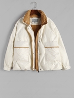 Veste Doudoune Matelassée Zippée de Canard Blanc de Haute Qualité M Blanc