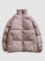 Veste Doudoune Matelassée Zippée en Couleur Unie M Rose clair