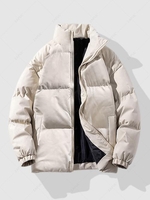 Veste Doudoune Matelassée Zippée en Couleur Unie S Café lumière