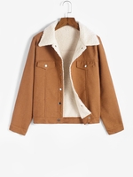 Veste Détaillée à Doublure en Laine en Velours Côtelé M Café