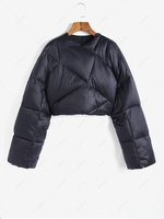 Veste du Duvet Courte Matelassée à Goutte Epaule S Noir