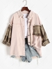 Veste Effrangée Panneau à Carreaux Colorée en Denim L Rose clair