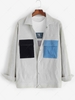 Veste en Blocs de Couleurs avec Bouton Pression en Velours Côtelé S Gris clair