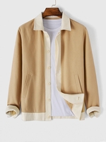 Veste en Couleur Jointive Boutonnée L Marron camel