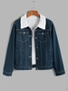 Veste en Denim à Doublure en Laine L Bleu profond