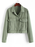 Veste en Denim Coloré Détaillé à Bouton-Pression S Vert clair