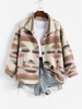 Veste en Laine Mélangée à Imprimé Aztèque Ethnique S Rose clair