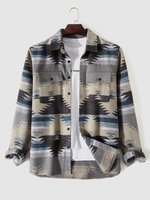 Veste en Laine Mélangée à Imprimé Ethnique Aztèque Géométrique Tribal L Gris clair