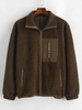 Veste en Tissu Duveteux Polaire Duveteux à Imprimé Lettre Zippée avec Poches L Café profond