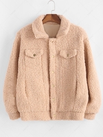 Veste en Tissu Duveteux Polaire Moelleuse en Couleur Unie avec Poche à Rabat M Café lumière