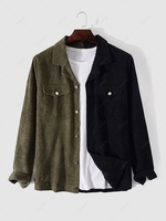 Veste en Velours Côtelé à Col Demi-revers M Noir