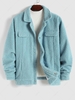 Veste Fourrée avec Boutons de Couleur Unie en Polaire Xl Bleu clair