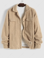 Veste Fourrée avec Boutons de Couleur Unie en Polaire Xl Café lumière