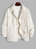 Veste Fourrée avec Boutons de Couleur Unie en Polaire Xxl Blanc de crème