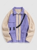 Veste Fourrée avec Poche à Rabat Design en Velours Côtelé L Pourpre moyen
