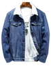 Veste Fourrée en Couleur Unie avec Bouton en Denim S Bleu foncé toile de jean