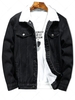 Veste Fourrée en Couleur Unie avec Bouton en Denim S Noir