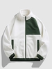 Veste Fourrée Zippée en Blocs de Couleurs en Laine Xl Blanc
