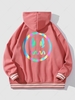 Veste Graphique à Capuche Motif Rayé Réfléchissant Esthétique Y2K M Rouge haricot