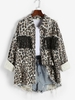 Veste Haute Basse à Imprimé Léopard avec Strass à Franges en Denim S Multi a