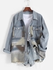 Veste Lâche Panneau en Denim à Imprimé Ethnique Aztèque L Multi b
