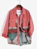Veste Lâche Panneau en Denim à Imprimé Ethnique Aztèque L Multi c