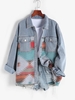 Veste Lâche Panneau en Denim à Imprimé Ethnique Aztèque M