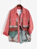 Veste Lâche Panneau en Denim à Imprimé Ethnique Aztèque M Multi c