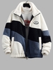 Veste Lettre Brodée en Blocs de Couleurs Design en Tissu Duveteux M Blanc