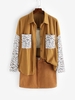 Veste Léopard Inséré Haute Basse à Goutte Epaule avec Poche S Café