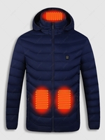 Veste Matelassée Chaude à Capuche Thermique 9 Zones Chauffage Electrique Recharge USB (Hors Batterie) M Bleu profond