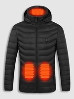 Veste Matelassée Chaude à Capuche Thermique 9 Zones Chauffage Electrique Recharge USB (Hors Batterie) M Noir