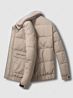 Veste Matelassée Duveteux à Col Mandarin avec Lettres Xs Kaki léger